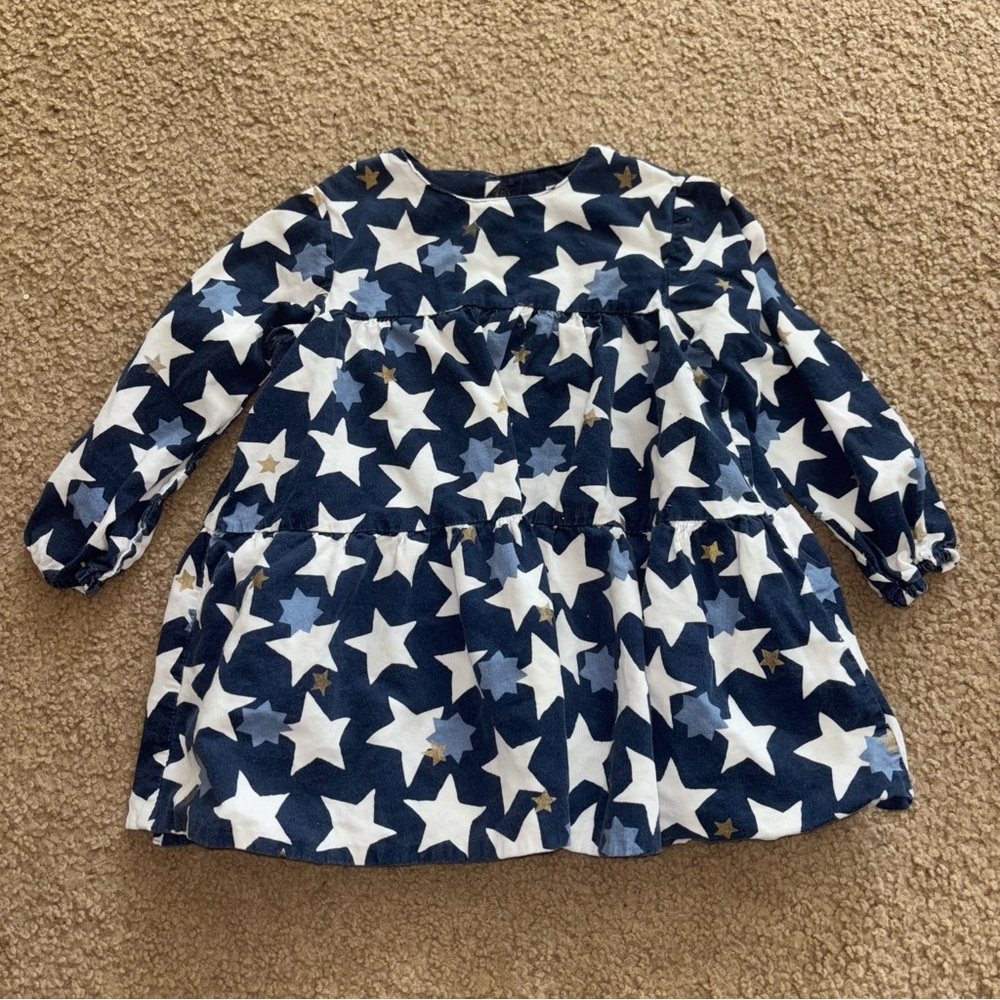 Catimini corduroy Star Patterned Long Sleeve Dress, size 2T